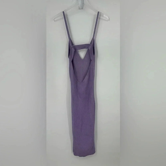 Retrofete Amster Rib Knit Midi Dress Metallic Lilac Size L B262 - Picture 8 of 8